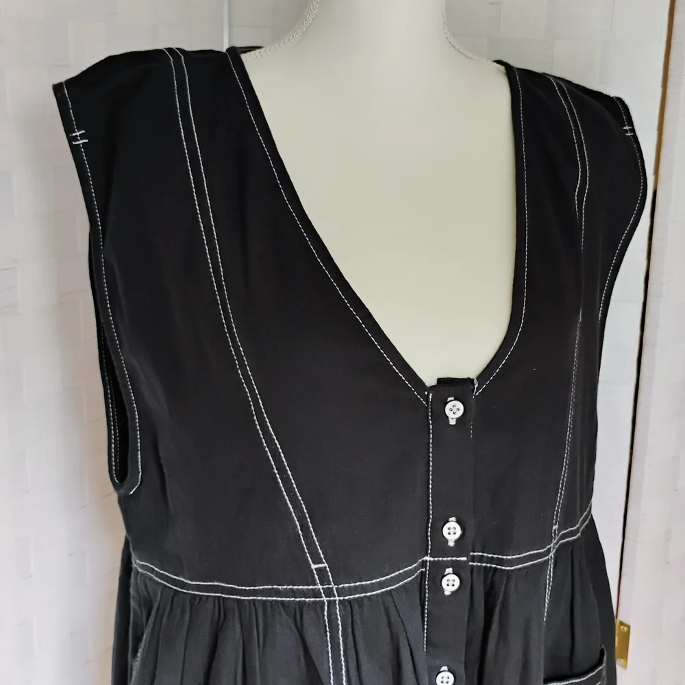 Free People Black Sleeveless Dress with White Stitching - Picture 5 of 7